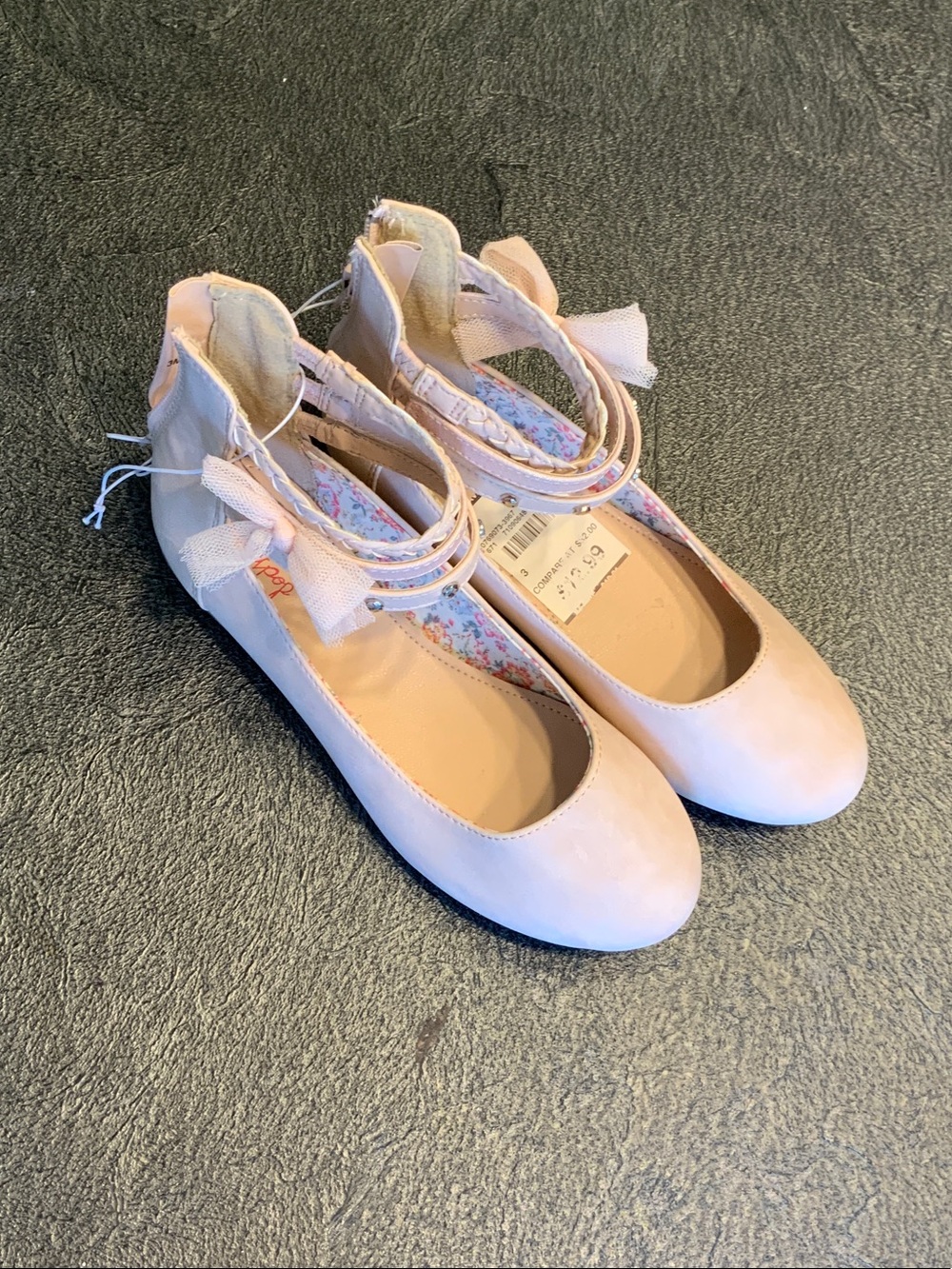 Pink Girls Ankle-Strap Ballet Flats with Bows
